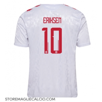 Danimarca Christian Eriksen #10 Maglia Gara Trasferta Repliche Europei 2024
